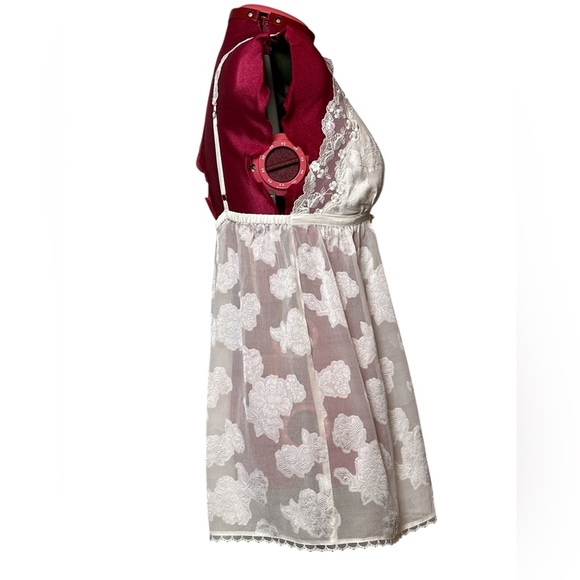 NWOT NK Imode Silk bridal babydoll chemise bow, pearl and rayon lace details - Picture 3 of 15